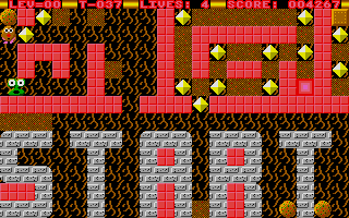 Rockfall 2: The Perils of Spud (Atari ST) screenshot: Chased by a monster