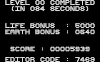 Rockfall 2: The Perils of Spud (Atari ST) screenshot: Level 00 complete