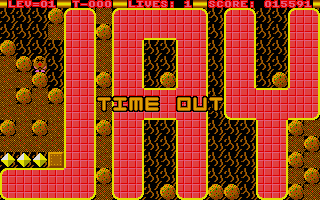 Rockfall 2: The Perils of Spud (Atari ST) screenshot: Out of time