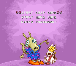 Rocko's Modern Life: Spunky's Dangerous Day (SNES) screenshot: Main menu