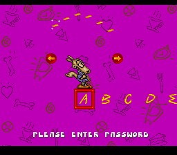 Rocko's Modern Life: Spunky's Dangerous Day (SNES) screenshot: Password screen