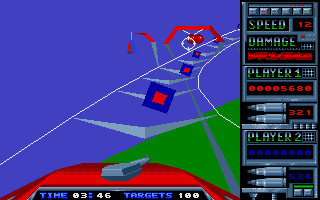 Roller Coaster Rumbler (Atari ST) screenshot: I should be hitting the blue ones first, really