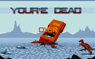 Roller Coaster Rumbler (Atari ST) screenshot: Bad grammar but good art