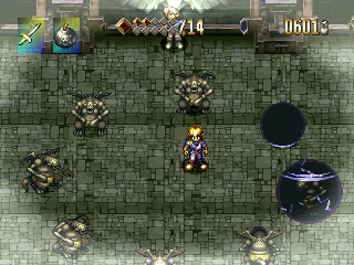 Alundra (PlayStation) screenshot: In Bonaire's nightmare, fighting a succubus