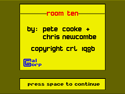 Room Ten (ZX Spectrum) screenshot: Title page