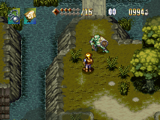 Alundra (PlayStation) screenshot: An orc attacks