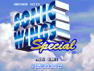 Sonic Wings Special (PlayStation) screenshot: Title screen (Arcade Hits).