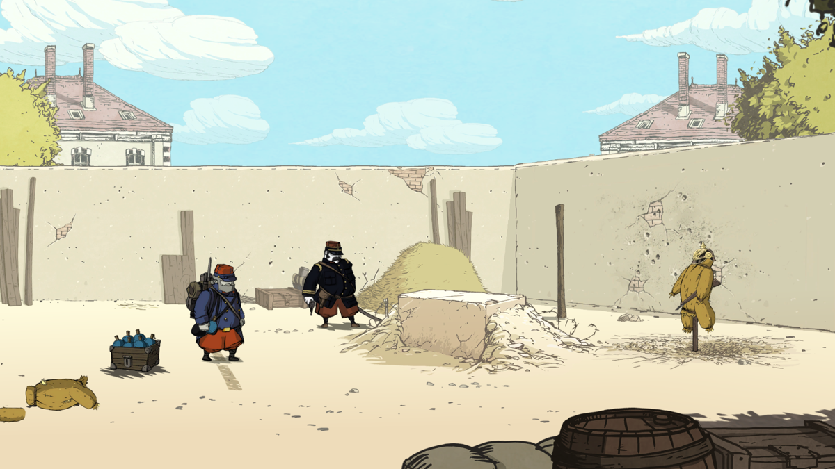 Valiant Hearts: The Great War (PlayStation 4) screenshot: Emile is now in uniform, undergoing training