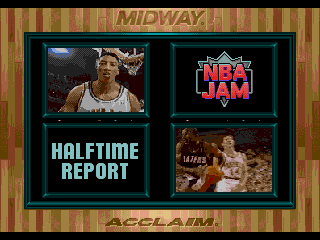 NBA Jam (SEGA CD) screenshot: Half time report