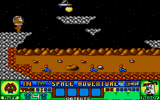 Ruff and Reddy in the Space Adventure (Atari ST) screenshot: Space worms