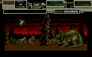 Rubicon (Atari ST) screenshot: He shoots his horns as missiles