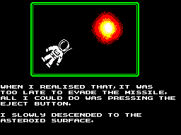 Heritage (ZX Spectrum) screenshot: Descending to the asteroid surface