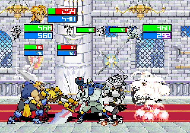 Guardian Heroes (SEGA Saturn) screenshot: Battle in the castle