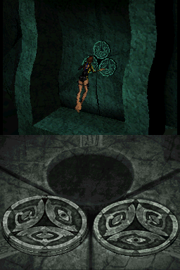 Tomb Raider: Underworld (Nintendo DS) screenshot: Solving the 'Entering Niflheim' puzzle
