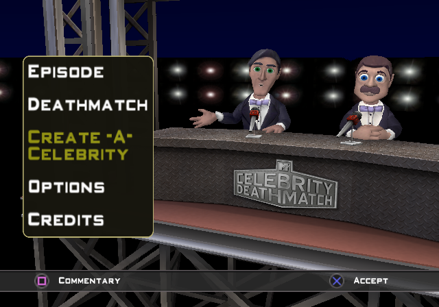MTV Celebrity Deathmatch (PlayStation 2) screenshot: Menu screen.