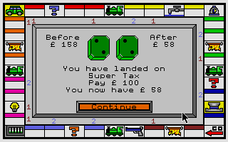 Safe as Houses (Atari ST) screenshot: Time to pay tax