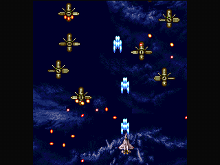 Sonic Wings Special (PlayStation) screenshot: Stage - Fight in Orbit. Mere mosquitos. Just swat them down.