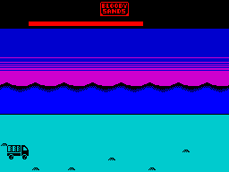 Bloody Sands (ZX Spectrum) screenshot: Avoiding IEDs