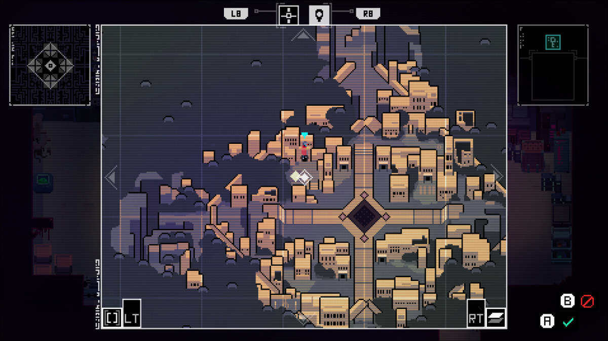 Hyper Light Drifter (Windows) screenshot: Map of town