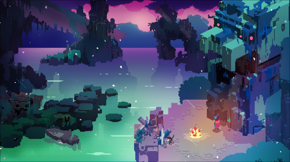 Hyper Light Drifter (Windows) screenshot: Waking up at a campfire