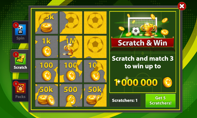 Soccer Stars (Android) screenshot: Scratch and win
