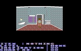 To be on Top (Commodore 64) screenshot: Entering a house
