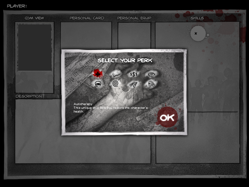 Zombie Shooter 2 (Windows) screenshot: Select your perk (Demo)