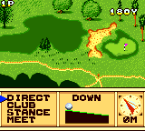 Scratch Golf (Game Gear) screenshot: Seems to have a sand pit-type defence.