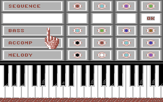 To be on Top (Commodore 64) screenshot: Composing a song on the keyboard