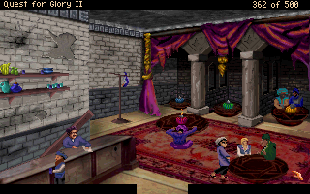 Quest for Glory II: Trial by Fire (Windows) screenshot: The seedy Blue Parrot Inn in Raseir
