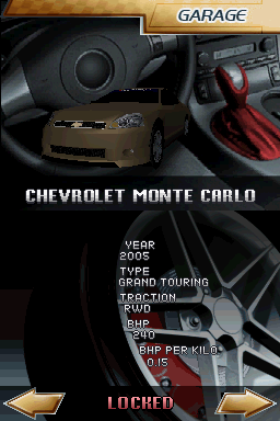 Corvette Evolution GT (Nintendo DS) screenshot: Chevrolet Monte Carlo