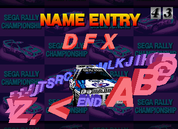 SEGA Rally Championship (SEGA Saturn) screenshot: Entering my initials.