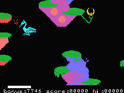 Bugaboo (The Flea) (MSX) screenshot: Too late! Catched by a bird.