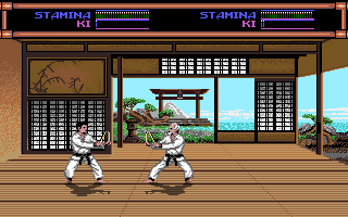 Budokan: The Martial Spirit (Amiga) screenshot: Nunchaku Training