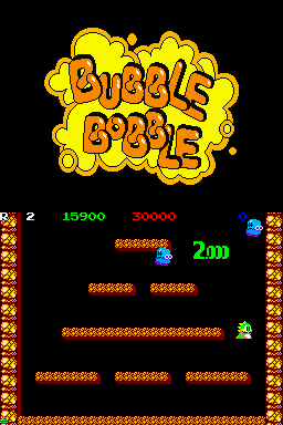 Bubble Bobble Revolution (Nintendo DS) screenshot: The classic game is a whole lot more fun than the New Age mode.