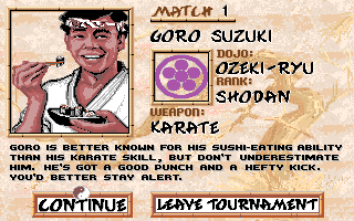 Budokan: The Martial Spirit (Amiga) screenshot: Your first opponent