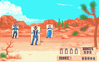 Buffalo Bill's Wild West Show (Atari ST) screenshot: No point accusing the graphics of looking like cardboard cut-outs