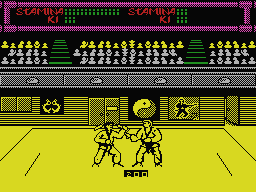 Budokan: The Martial Spirit (MSX) screenshot: Nunchaku vs Karate