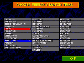Championship Soccer '94 (SEGA CD) screenshot: International teams available