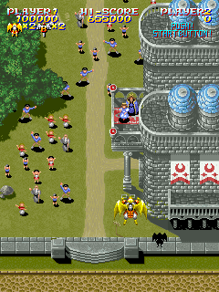 Sorcer Striker (Arcade) screenshot: The people is happy!