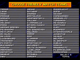 Championship Soccer '94 (SEGA CD) screenshot: Half-edited Club teams