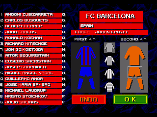 Championship Soccer '94 (SEGA CD) screenshot: Player and team editor
