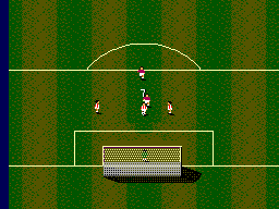 Sensible Soccer: European Champions (SEGA Master System) screenshot: Dangerous situation!