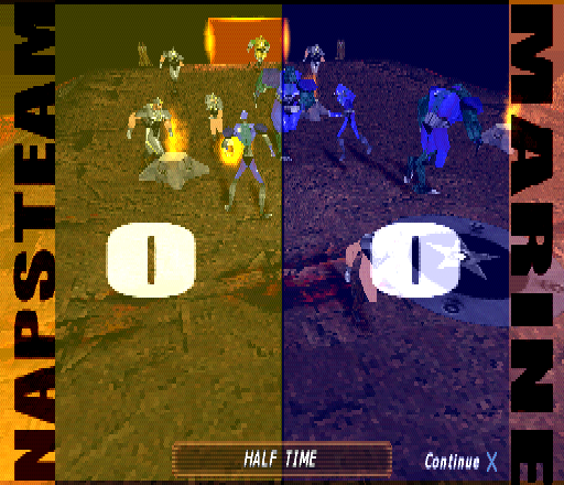 Rageball (PlayStation) screenshot: Half Time.