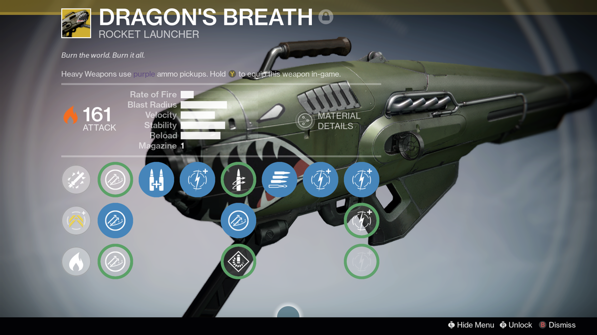 Destiny: Expansion I - The Dark Below (Xbox One) screenshot: The Dragon's Breath rocket launcher is one of three new exotic weapons.