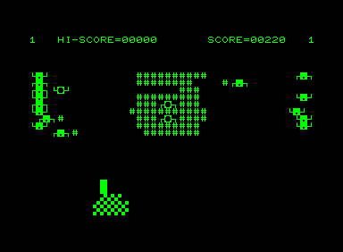 Cosmic Jailbreak (Commodore PET/CBM) screenshot: One of the prisoners is escaping!