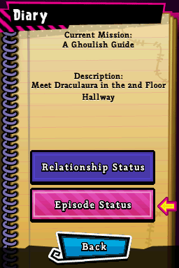 Monster High: Ghoul Spirit (Nintendo DS) screenshot: Diary