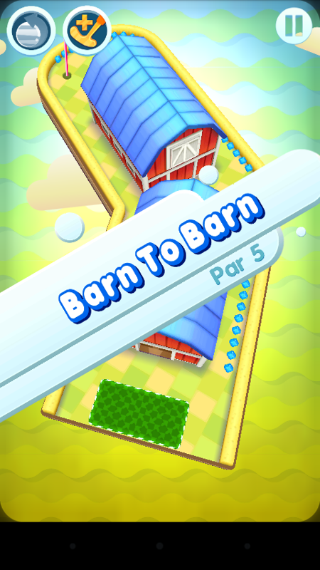 Mini Golf Matchup (Android) screenshot: This hole is called Barn to Barn