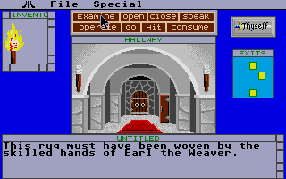 Shadowgate (Atari ST) screenshot: Detailed descriptions of in-room objects