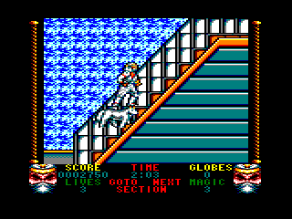 Shadow Dancer (Amstrad CPC) screenshot: Climbing steps to the plane